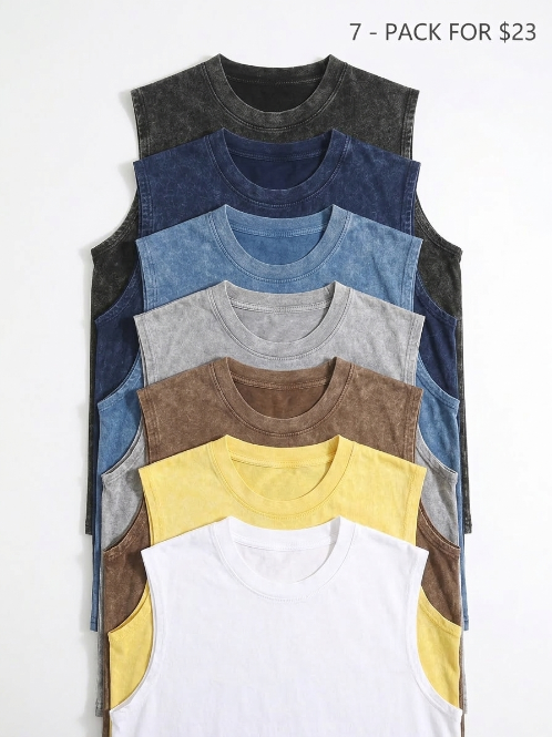 Women’s Oversized Acid Wash Tank Top 10-Pack