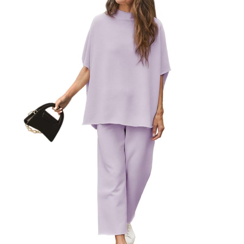 Women's Batwing Sleeve Capelet & Wide Leg Pants Lounge Set