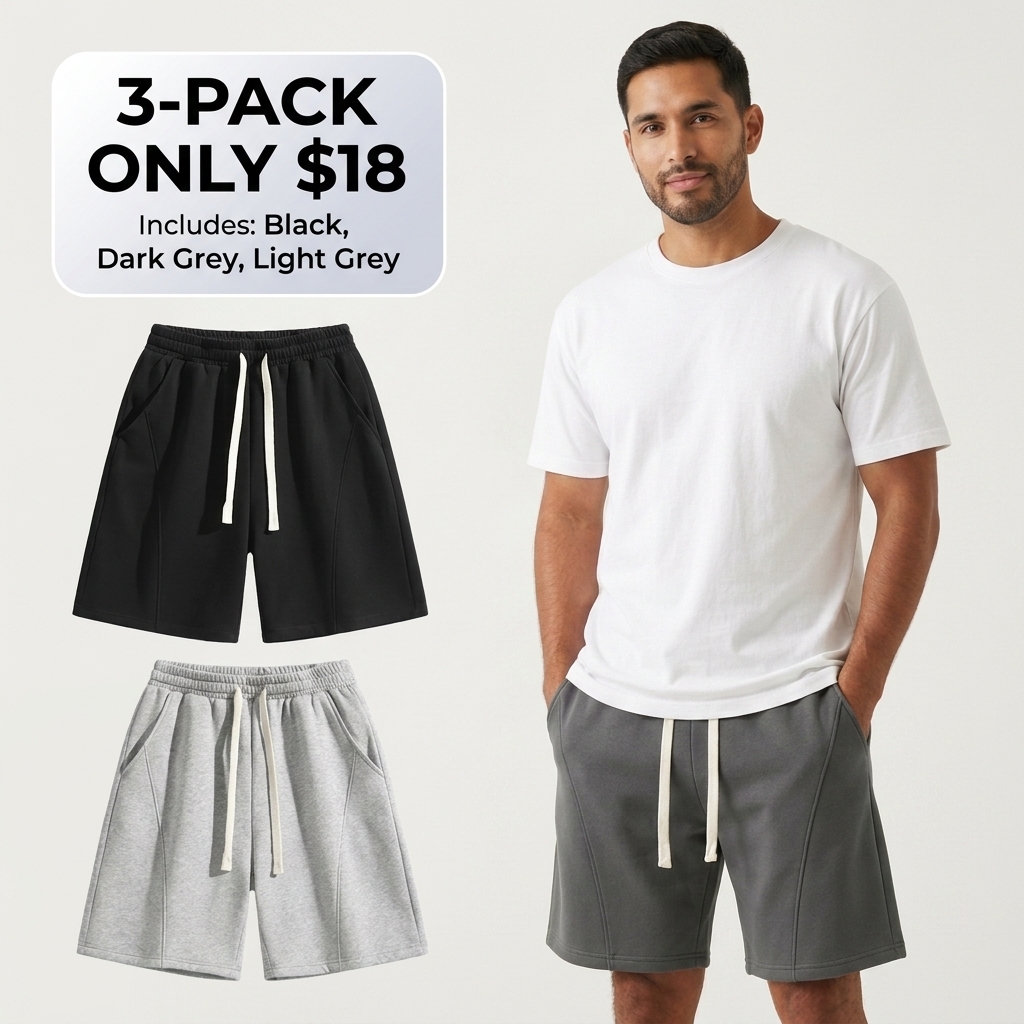 Unisex Vintage Washed Casual Shorts – Lightweight Breathable Streetwear Shorts