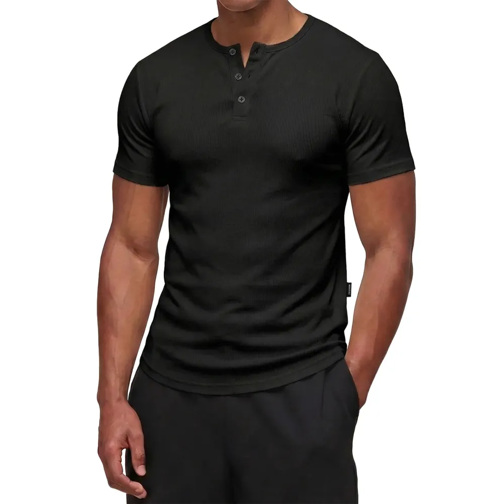 🔥2026 Flash Sale🔥Men's Muscle Slim Fit Button Henley Shirt