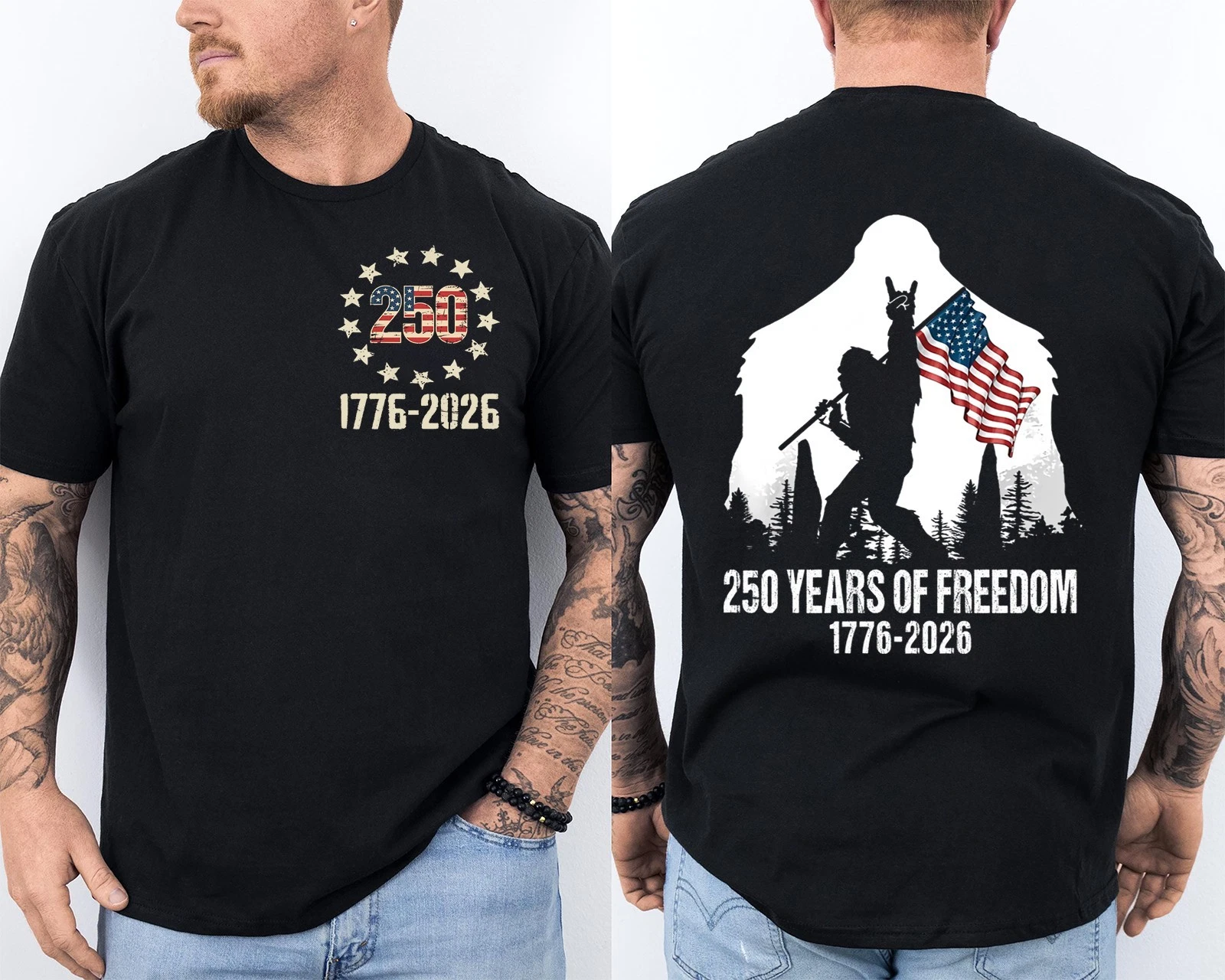 Men'S Casual American 1776-2026 Anniversary Printed Short Sleeved T-Shirt