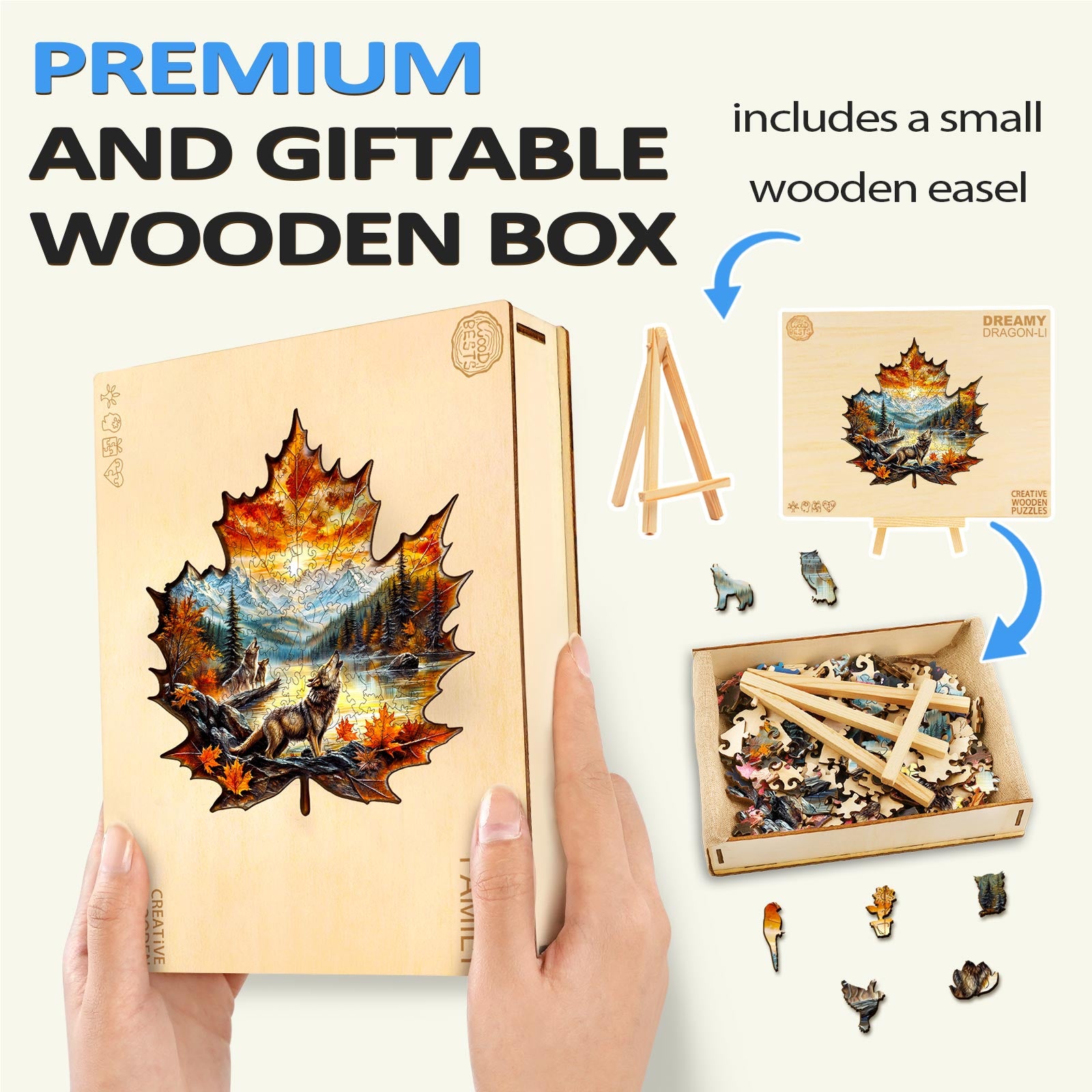 Wolf King autumn Wooden Jigsaw Puzzle