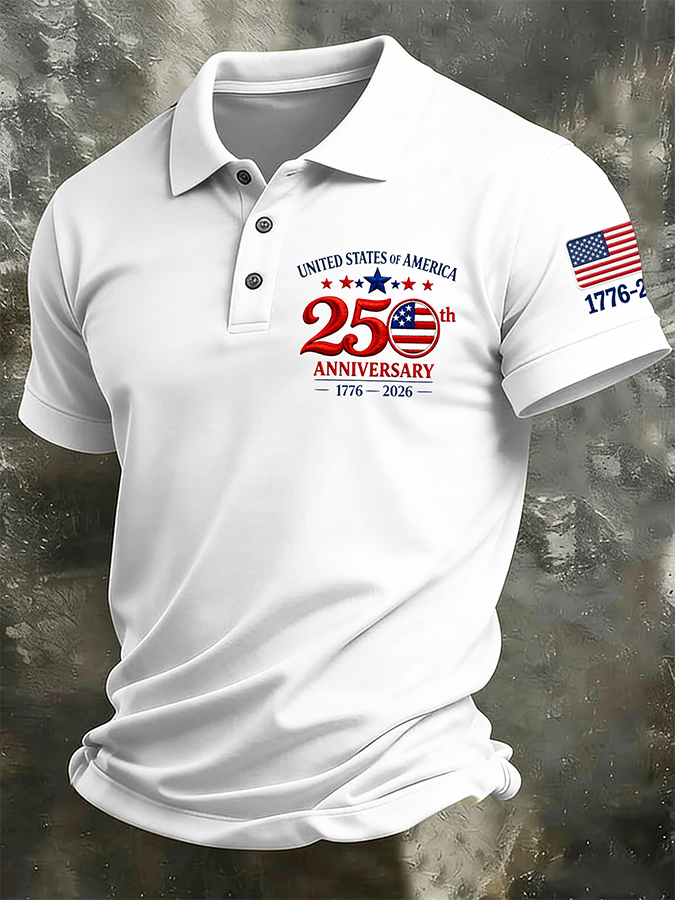 Men'S Business And Leisure Polo Shirt Commemorative Of The Founding Of The United States