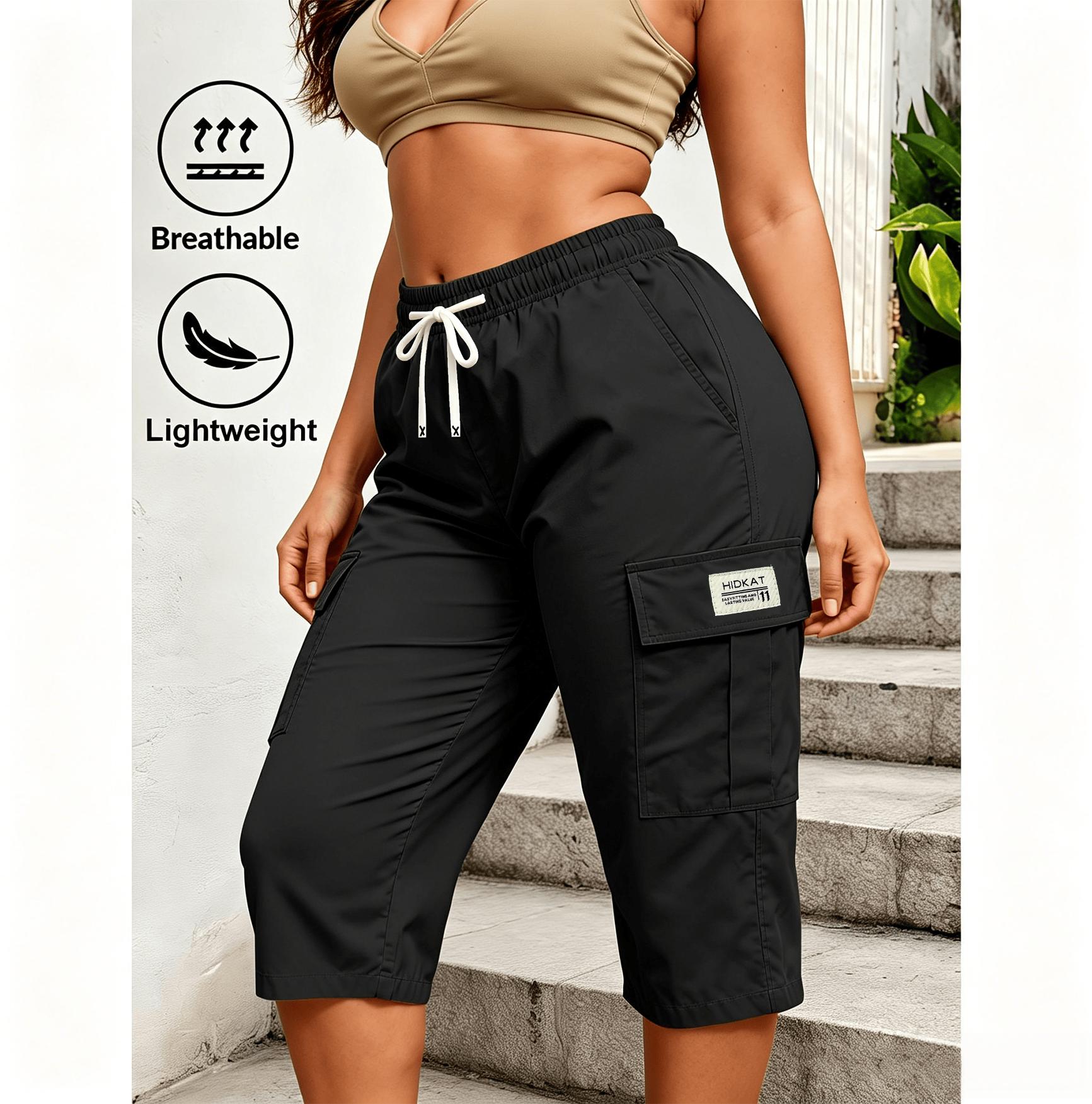 Women's Stylish Solid-Color Cropped Cargo Pants