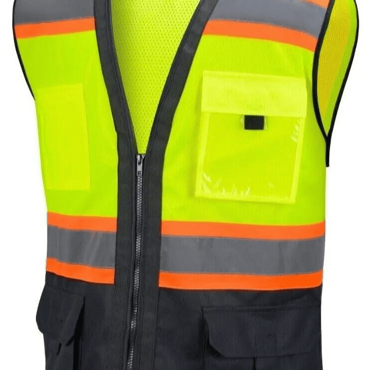 Superintendent Vest, High Visibility Reflective Safety, Mesh Safety Vest with Zipper and Multi pockets AMERICAN SIZE