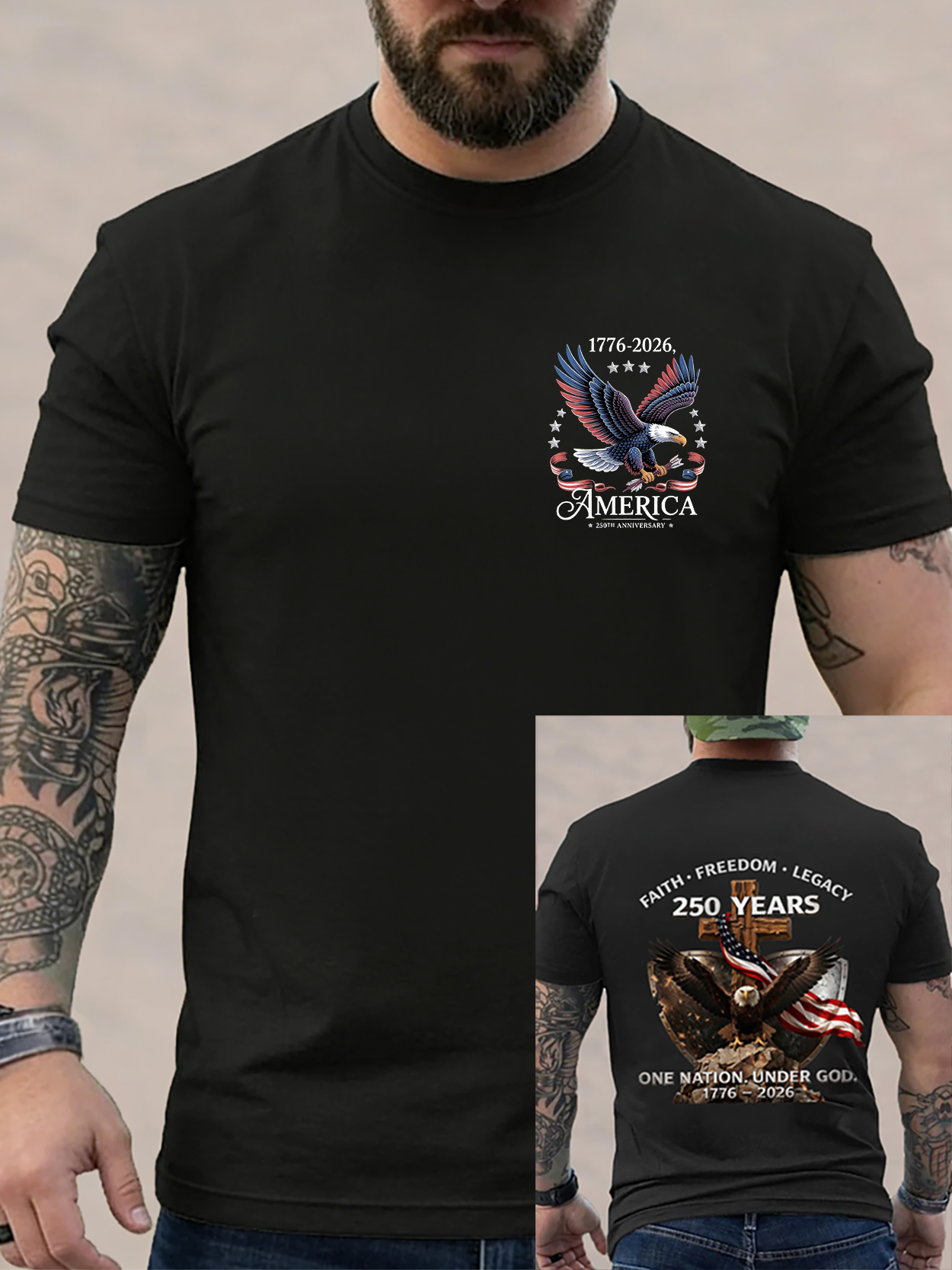 Men'S Creative American 250Th Anniversary T-Shirt
