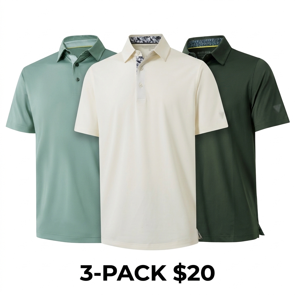 Men's Dry Fit Performance Polo Shirt – Short Sleeve Collared Golf Polo with UPF30+