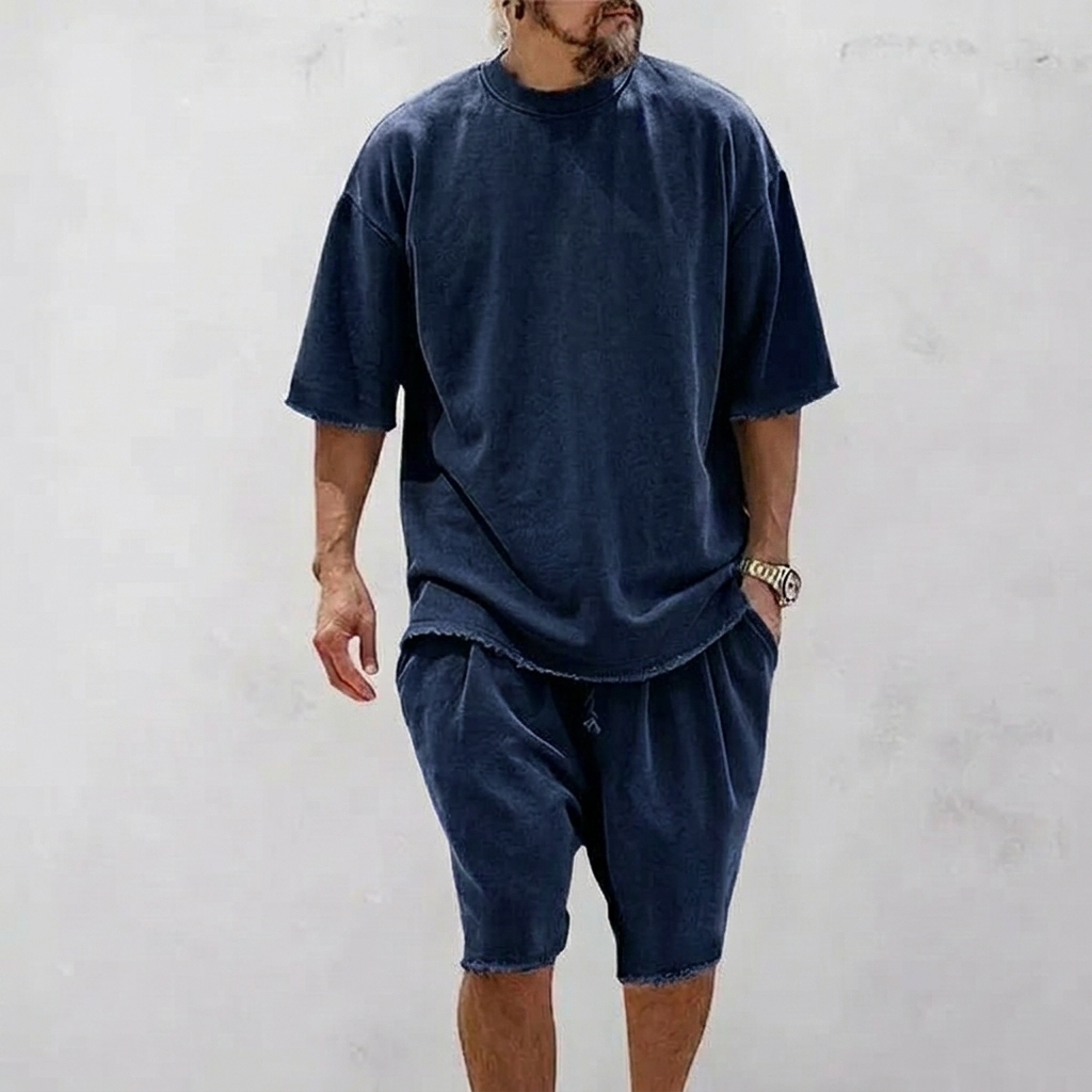 Men's Textured Casual Loose Fit 2-Piece Sweatsuit - Athletic Tracksuit Set