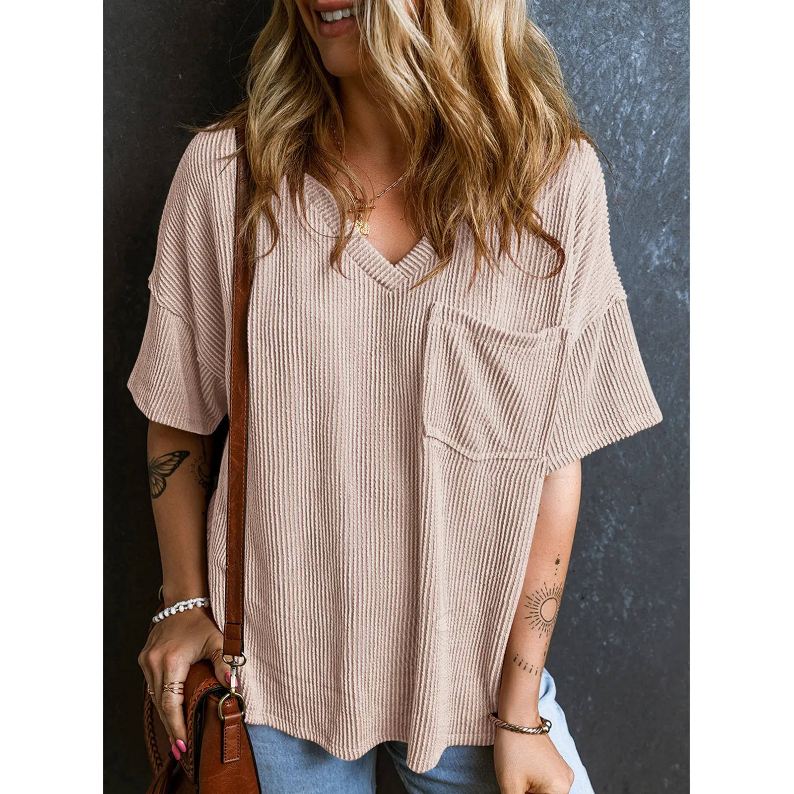 Women's Oversized V Neck T Shirt