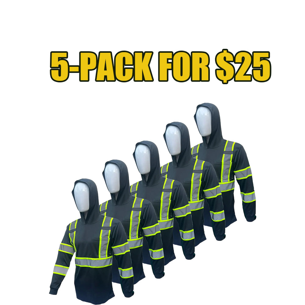 10-Pack High-Visibility Performance Hooded Safety Shirts