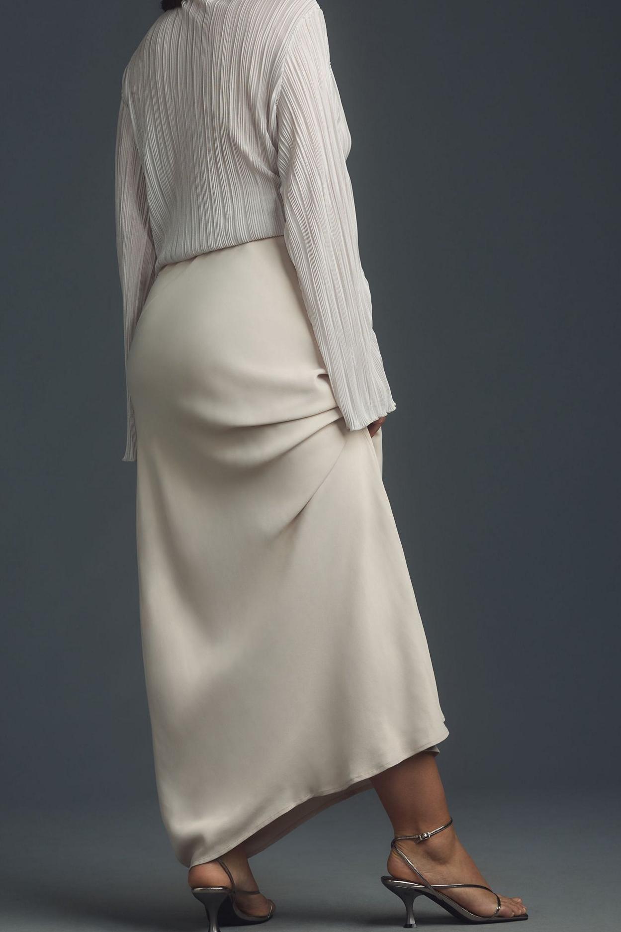 Embellished Side-Drape Maxi Skirt