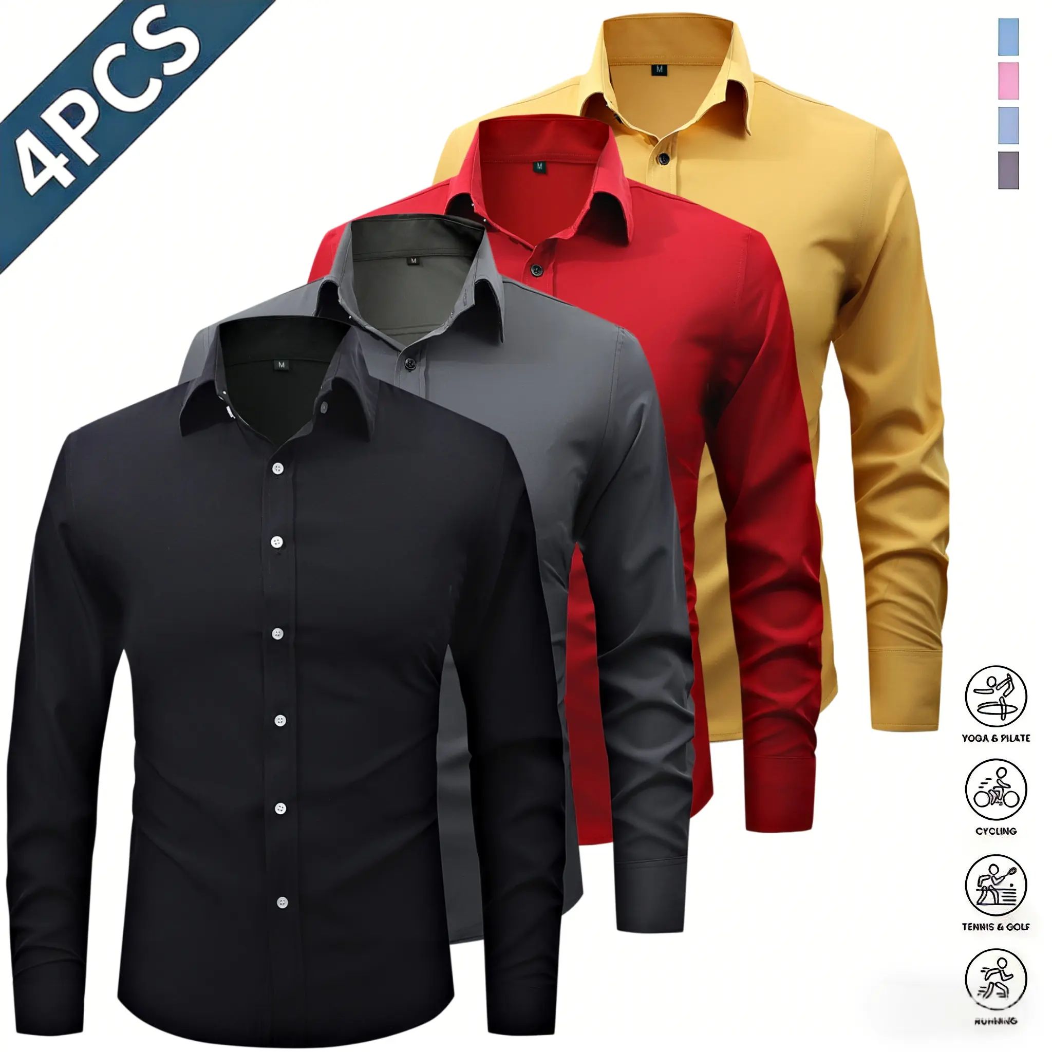 Men’s long-sleeve shirts with a notched lapel collar