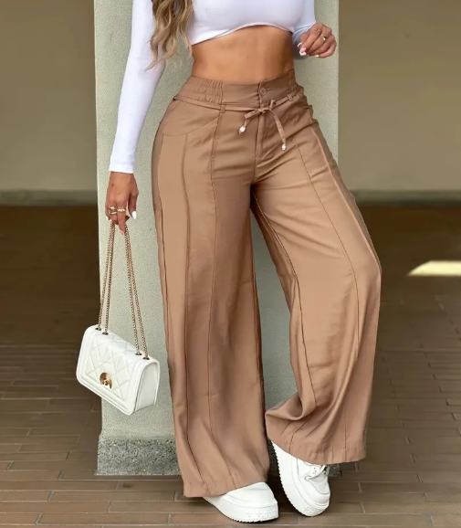 2026 New Women's Wide Leg Casual Pants Trouser, Vertical Line Pleated Design