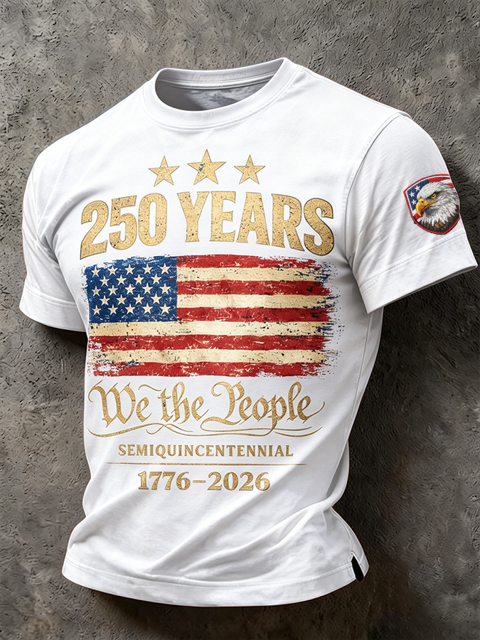 Men's 250 Years We The People Semiquintennial USA Flag T-Shirt