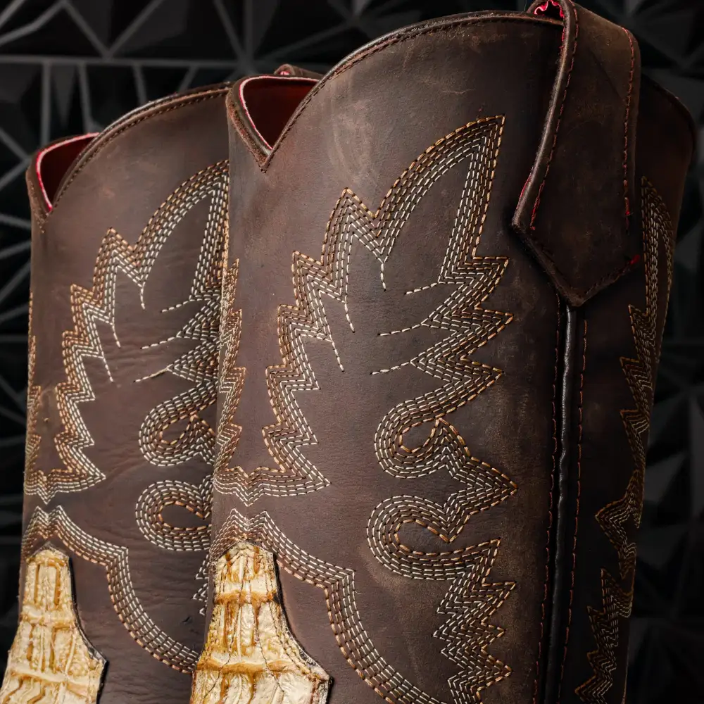 Desert Two-Tone Caiman Belly Leather Boots With 3D Lightweight Sole - Composite Toe