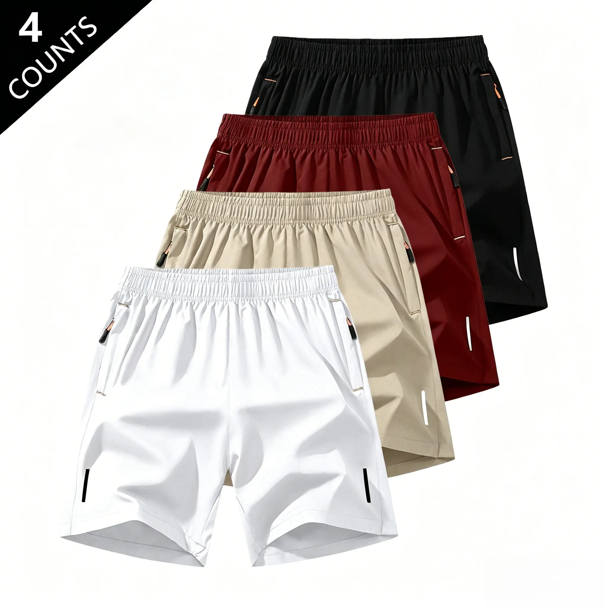 Men's Solid-Color Zipper-Pocket Shorts