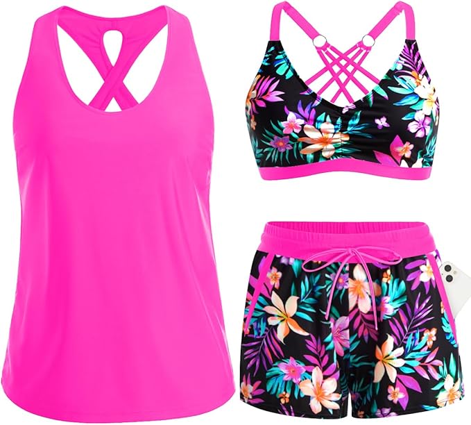 ⏰LAST DAY 90% OFF - 3 Piece Tankini with Shorts 🔥