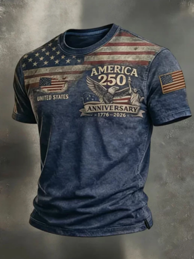 Men'S 250Th Anniversary Independence Day Flag Short Sleeved T-Shirt