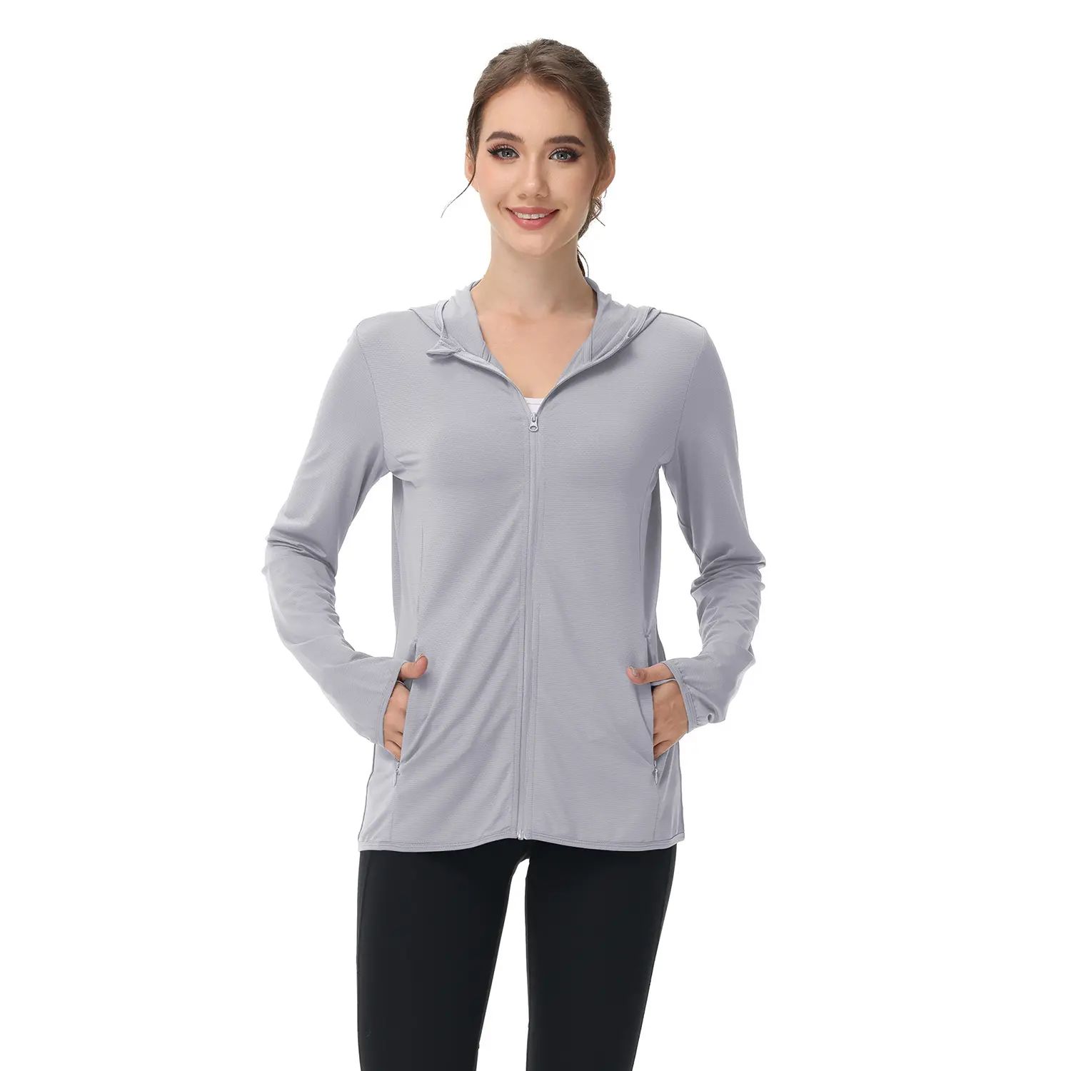 Women's Lightweight Long-Sleeved Sunscreen Hoodie Jacket - Full-Range Large Elastic
