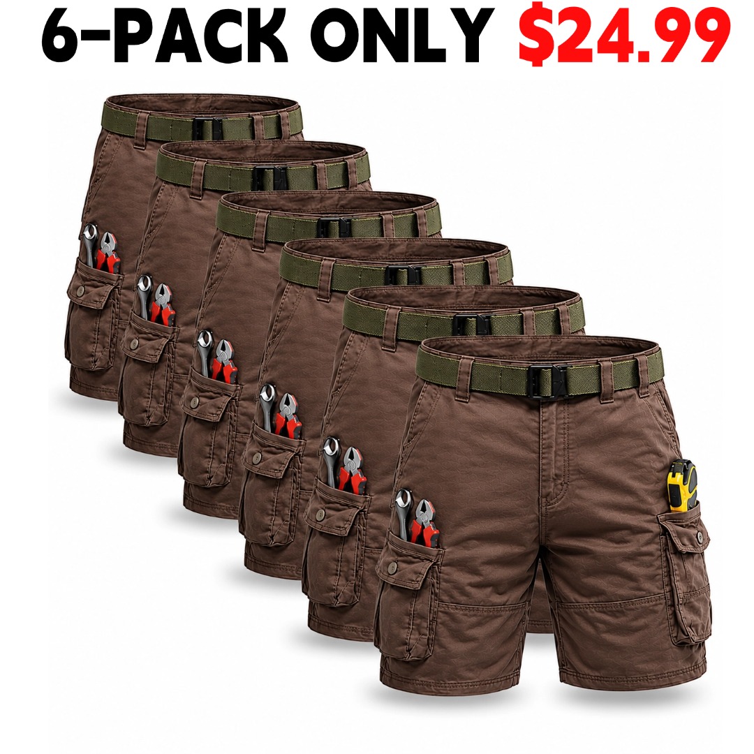 Men's Cargo Pants (6-Pack), Tactical Shorts, Multi-Pocket Shorts