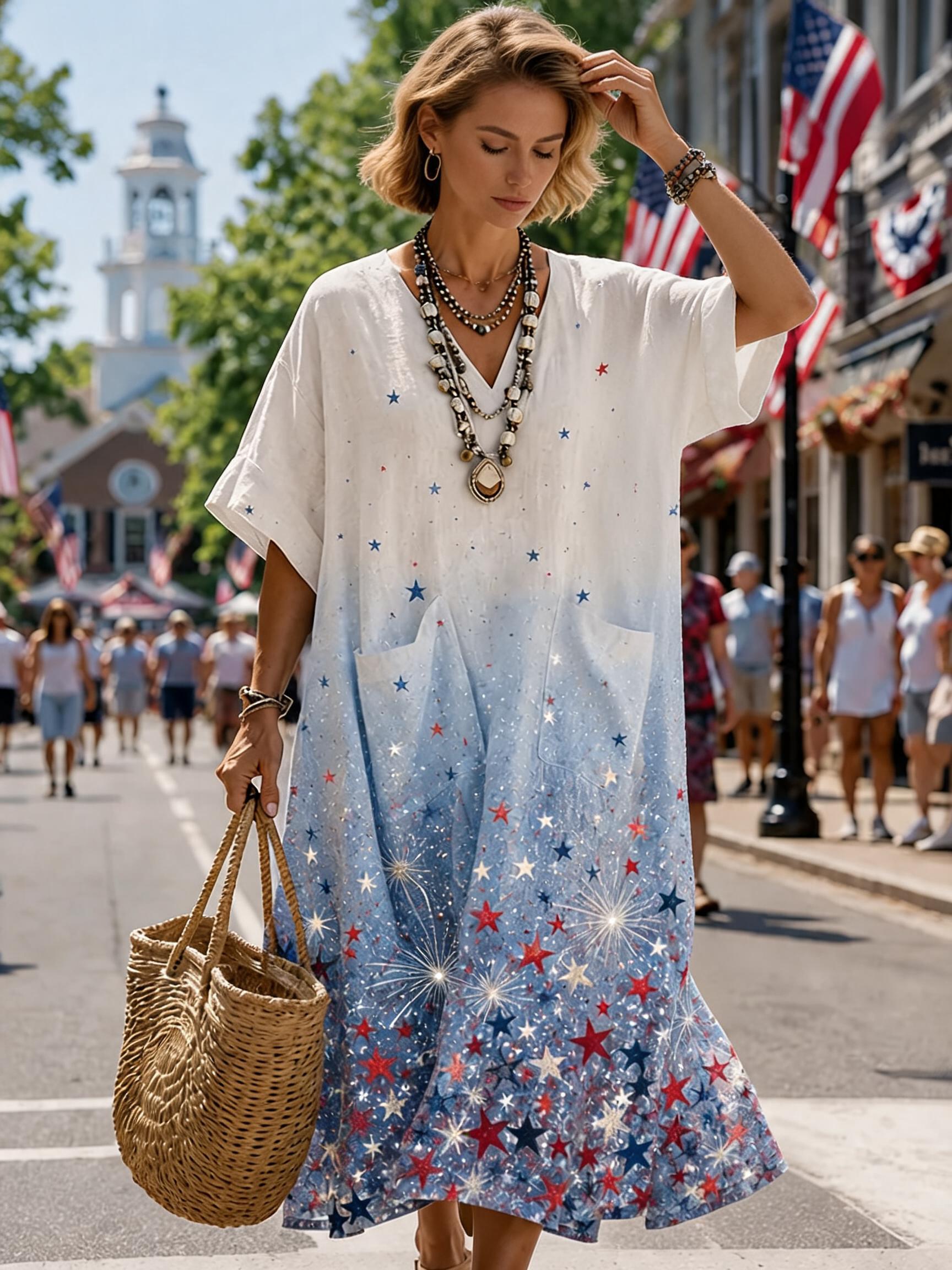 Women's USA 250th Anniversary Art Print Casual Dress