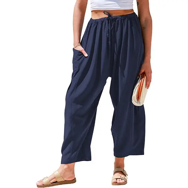 Womens Linen Wide Leg Pants