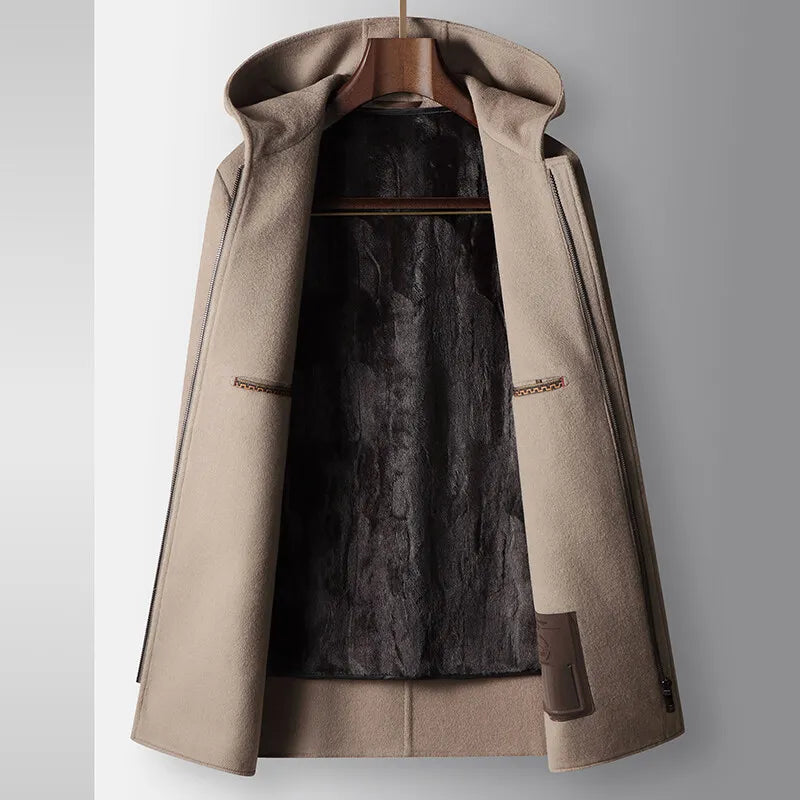 100% Wool Hooded Coat
