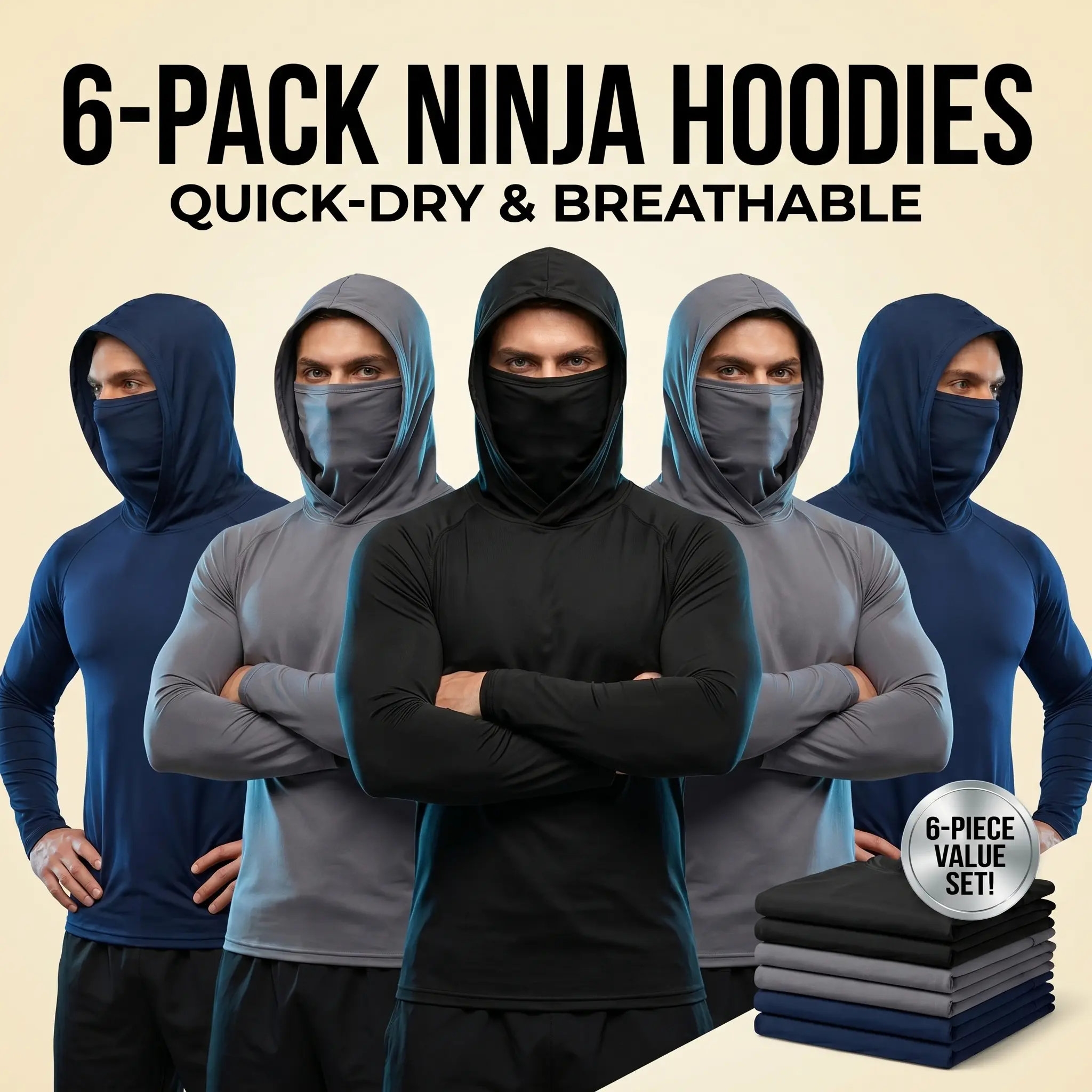 Men's Outdoor Work Sun Protection Clothing With Sun-Blocking Hoodie