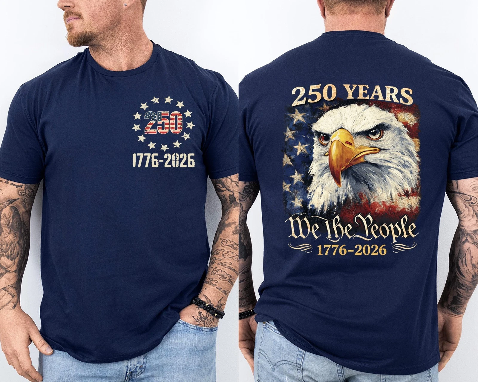 Men'S Casual American 1776-2026 Anniversary Printed Short Sleeved T-Shirt