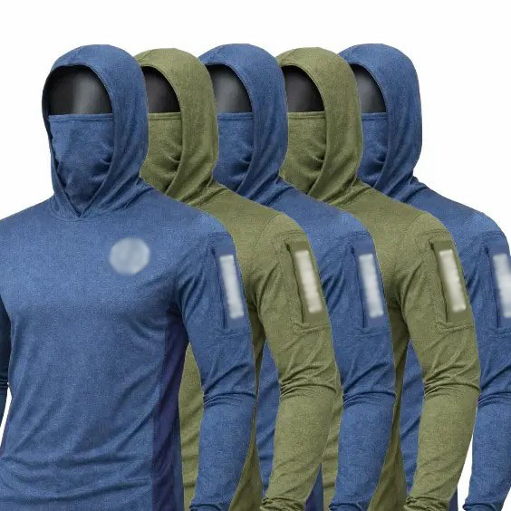Men's UPF 50+ Sun Hoodie – Long Sleeve with Face Mask, Arm Pocket & Thumbholes, Lightweight Breathable Activewear
