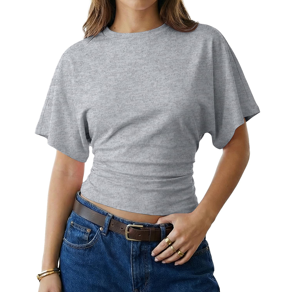 Women's Summer Casual Y2K Basic Loose Ruched Short T-Shirt