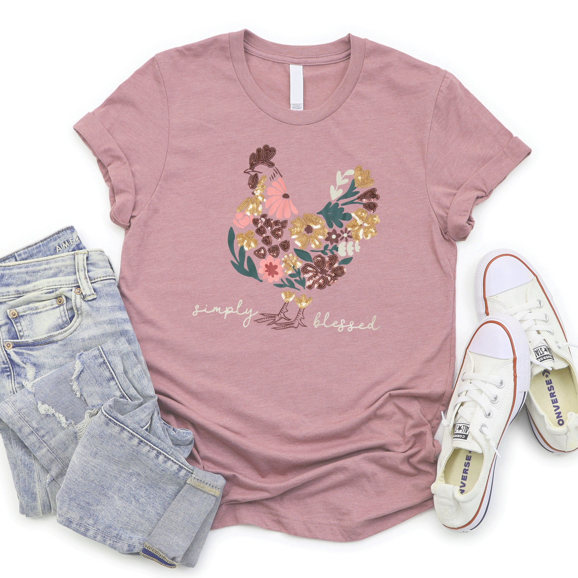 Embellished Simply Blessed Sequin Tee
