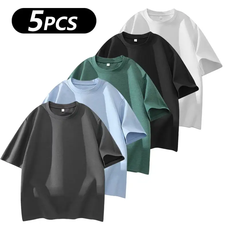 Men's 3PCS 100% cotton Crew Neck T-Shirts Set - Soft Loose Fit Navy Gray Black Tees for Casual Daily Wear