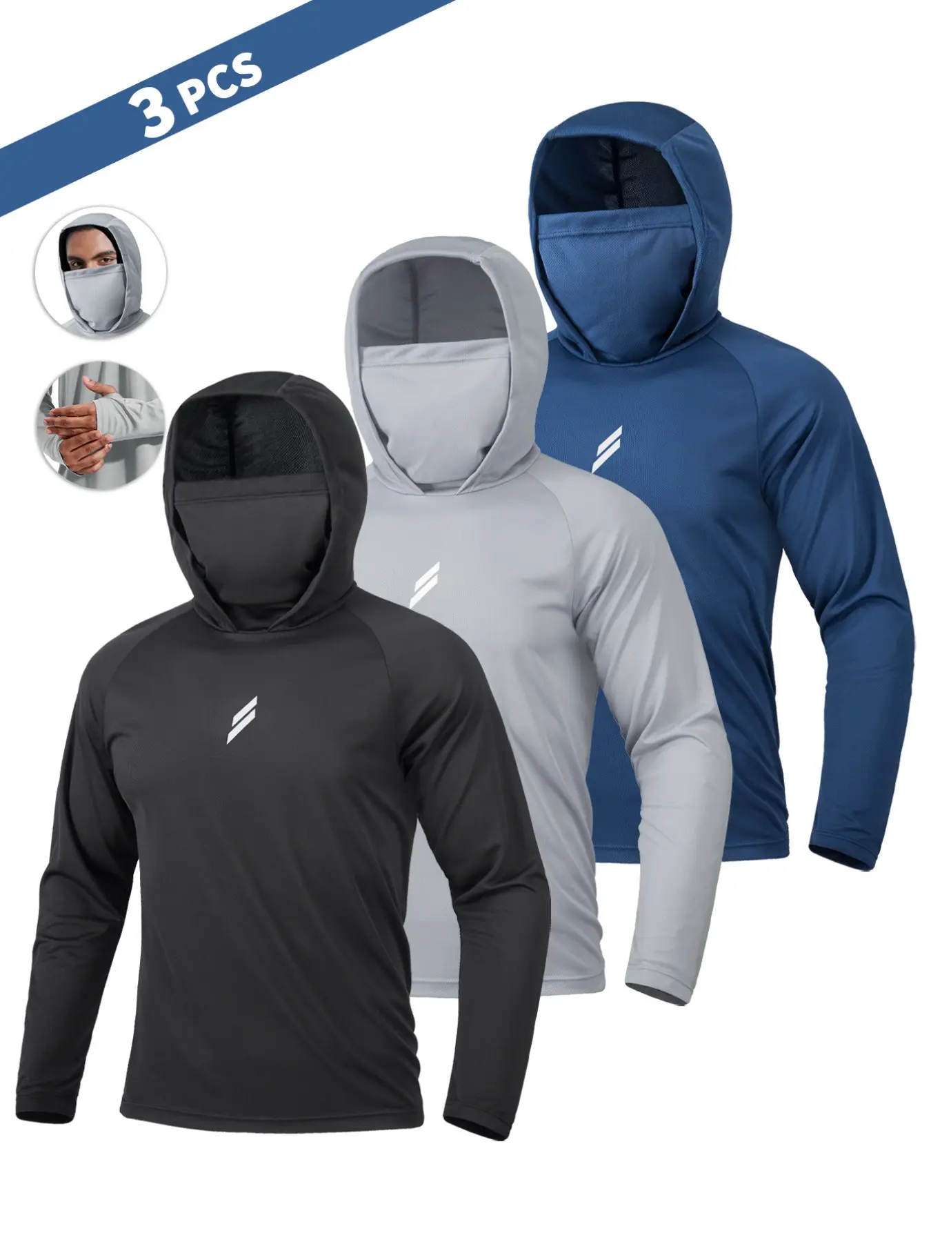Men's Sun Protection Hoodie Set,FishingHoodiewithMask,Casual Breathable Fishing Jacket