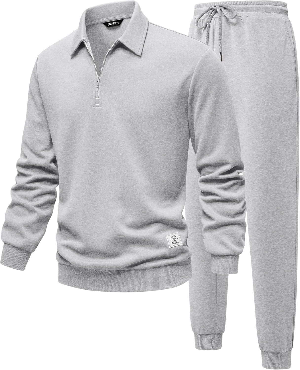 Men's Track Suits 2 Piece Outfits Quarter Zipper Polo Shirt Tracksuit & Joggers Sweatpants Sweatsuit Sets