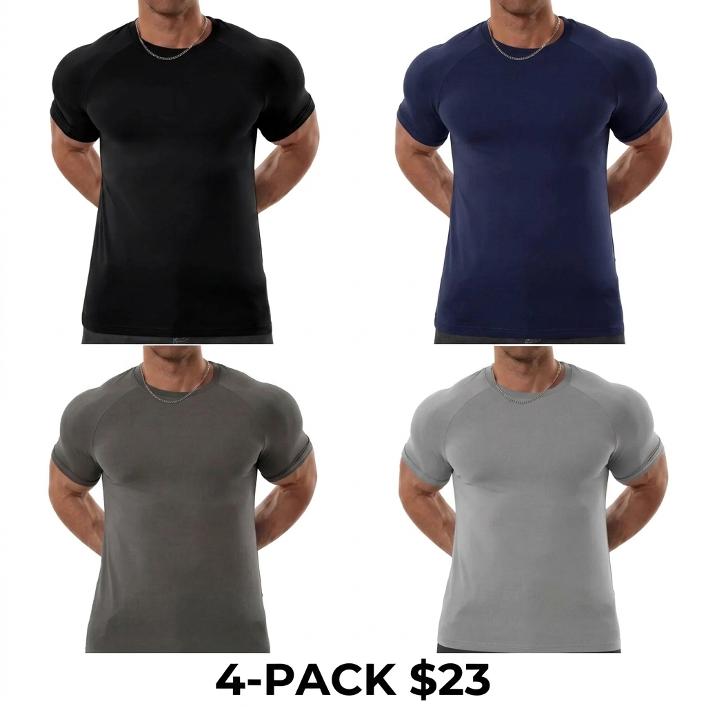 Men's Raglan Sleeve Athletic Tee – Tapered Fit, Arm-Enhancing, Wrinkle-Resistant Stretch