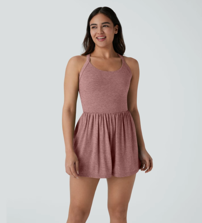 Women‘s 2-in-1 Backless Romper with Pockets