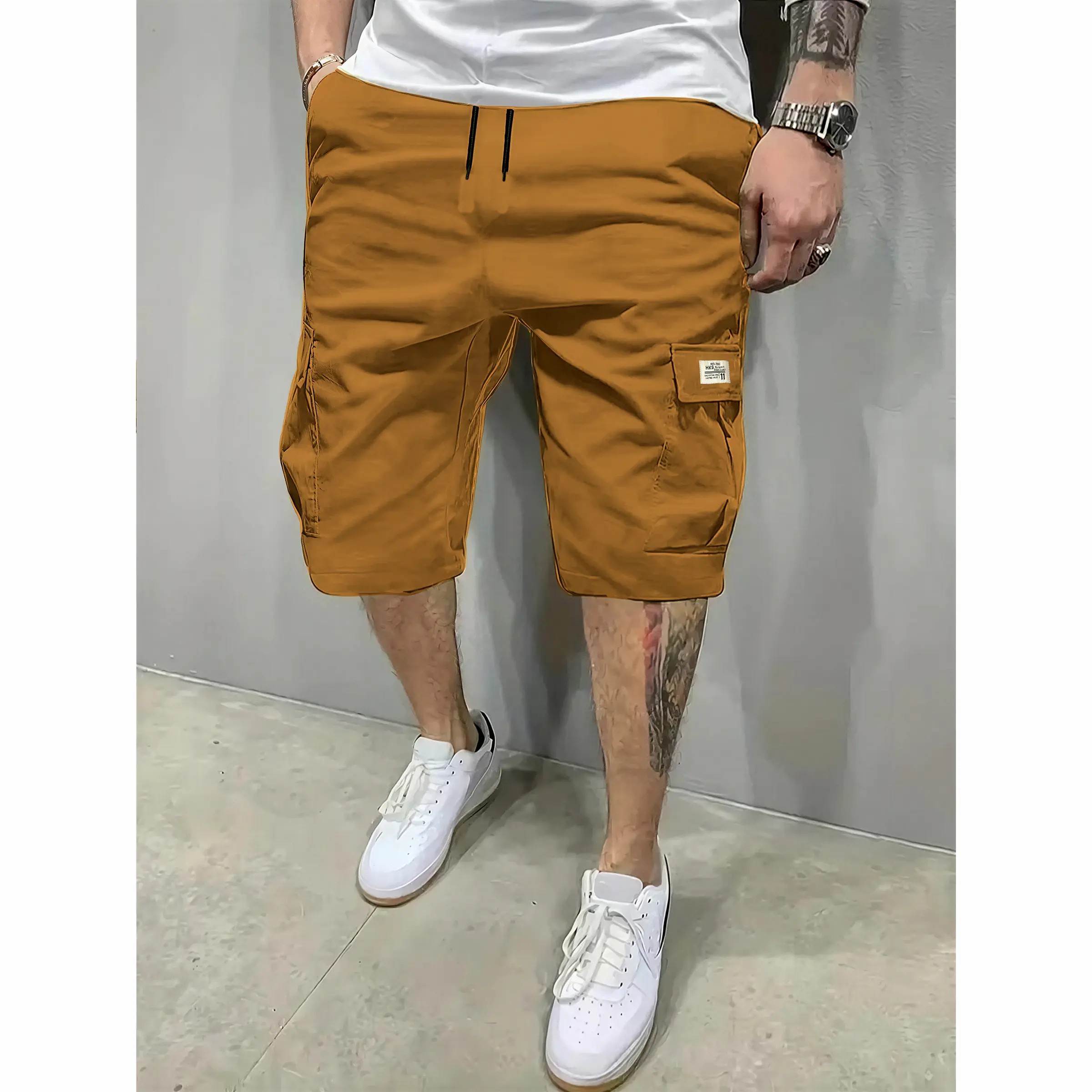 Men's 7-Pack Fitted Cargo Shorts – Elastic Drawstring, Slanted Multi-Pocket, Lightweight Summer Bottoms