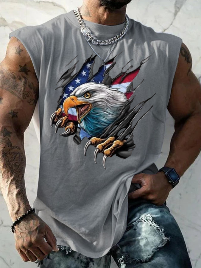 Men's Vintage America Flag Print Vests