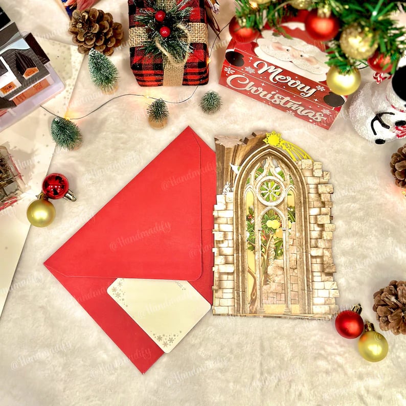 🎄Handcrafted 3D Nativity Scene Christmas Scene Greeting Card