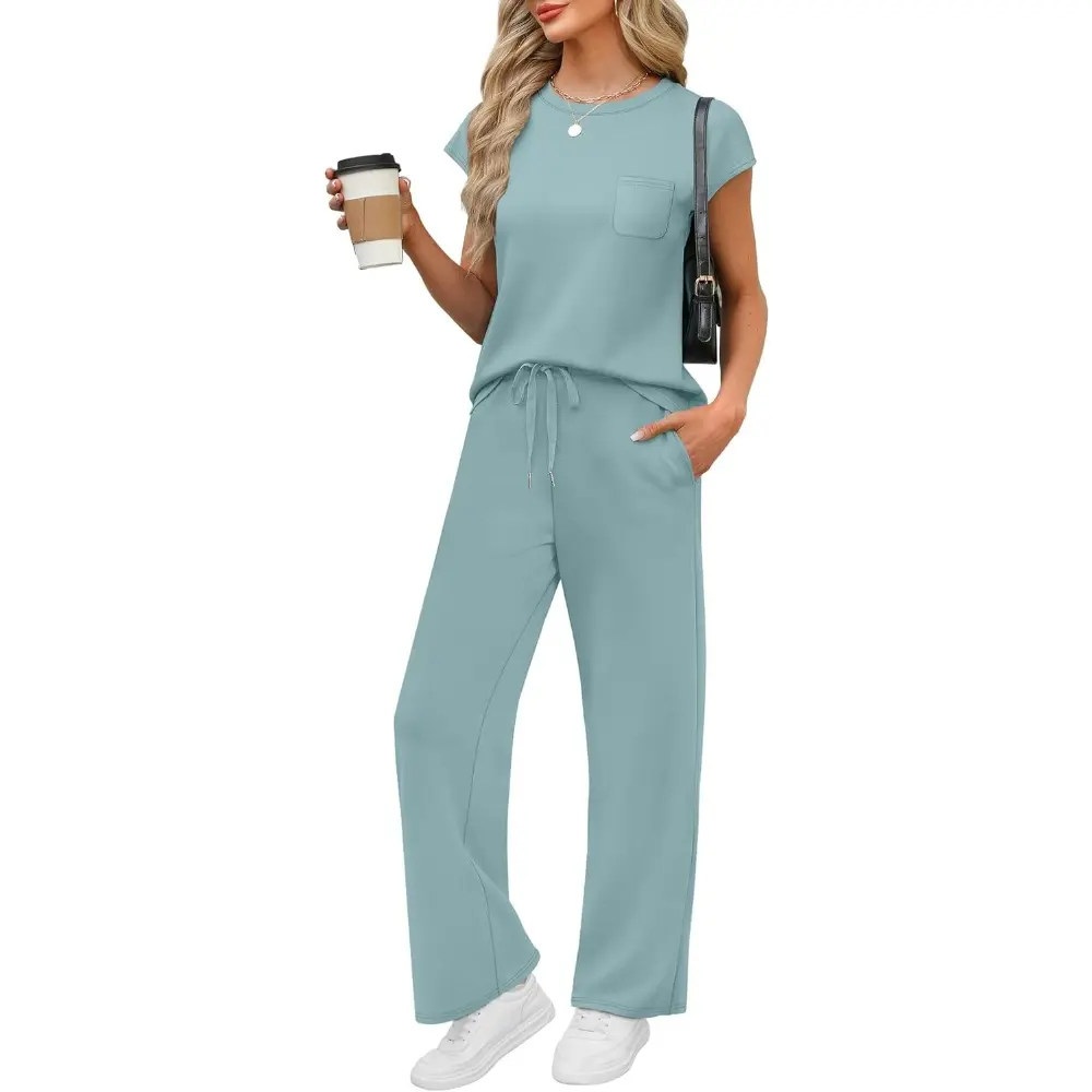 Women's Cap Sleeve Casual Lounge 2 Piece Set
