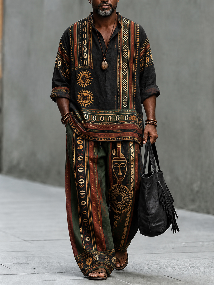 Men's Ancient Pharaoh Style Totem Casual Set