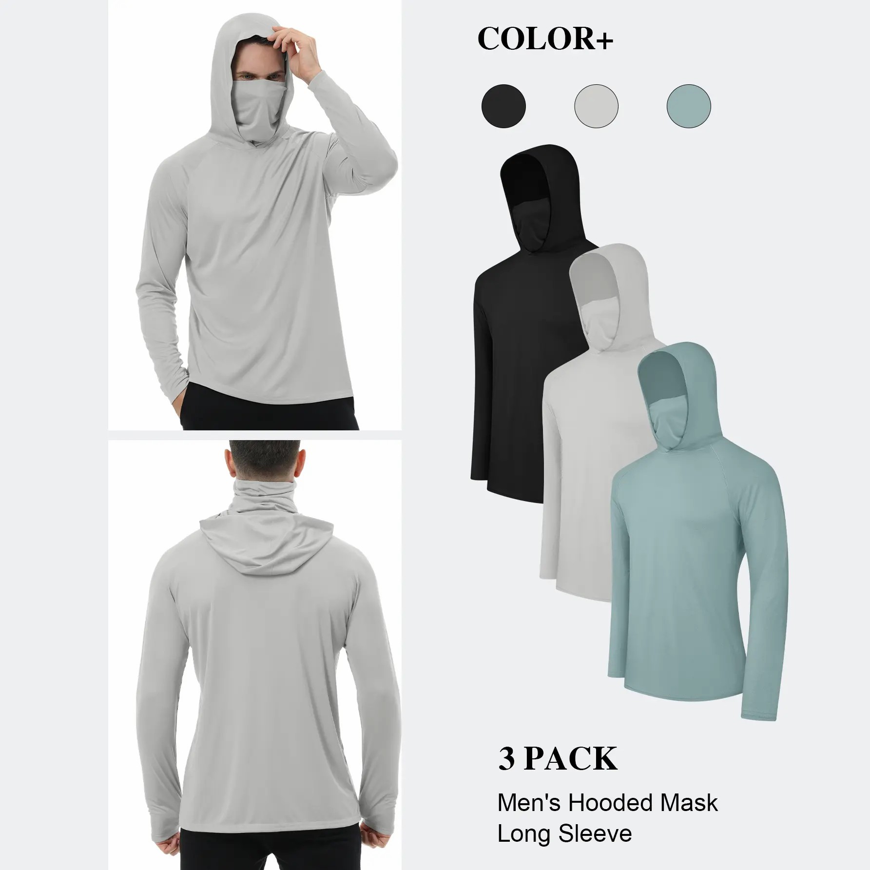 Men's 6-Pack Performance Sun Hoodies with Face Cover – 6 for $22.99