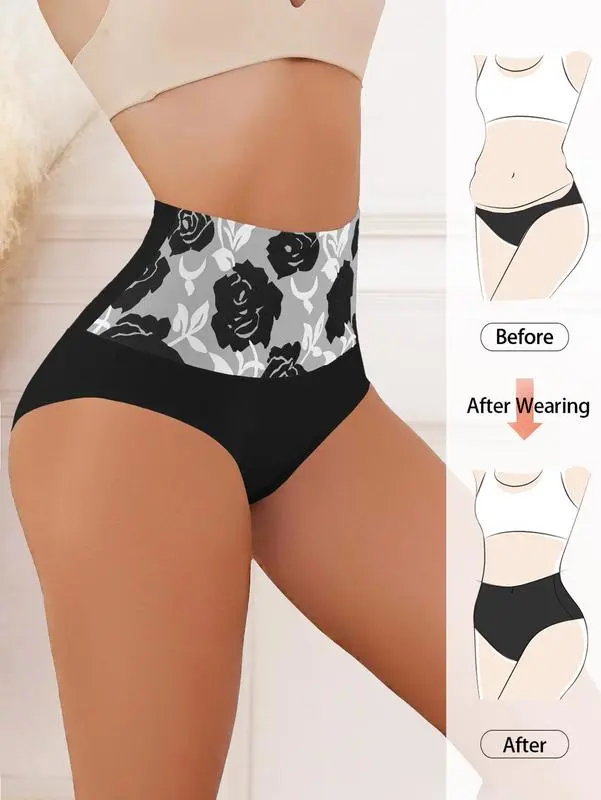 Women's 12-Pack High Waist Cotton Briefs – Tummy Control Hip Lifting Colorblock Printed Underwear S-XXL