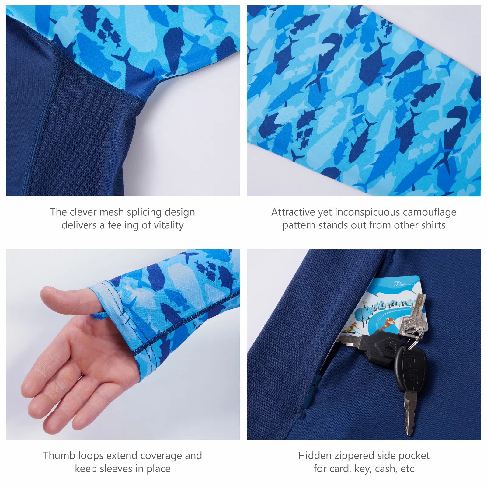 Men's UPF 50+ Long Sleeve Fishing Hoodie – Camo Cooling Shirt with Pockets & Thumbholes