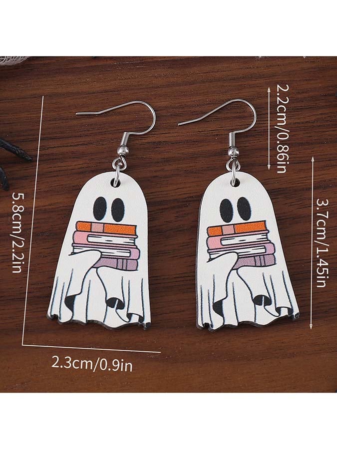 Women's Halloween Book Ghost Earrings