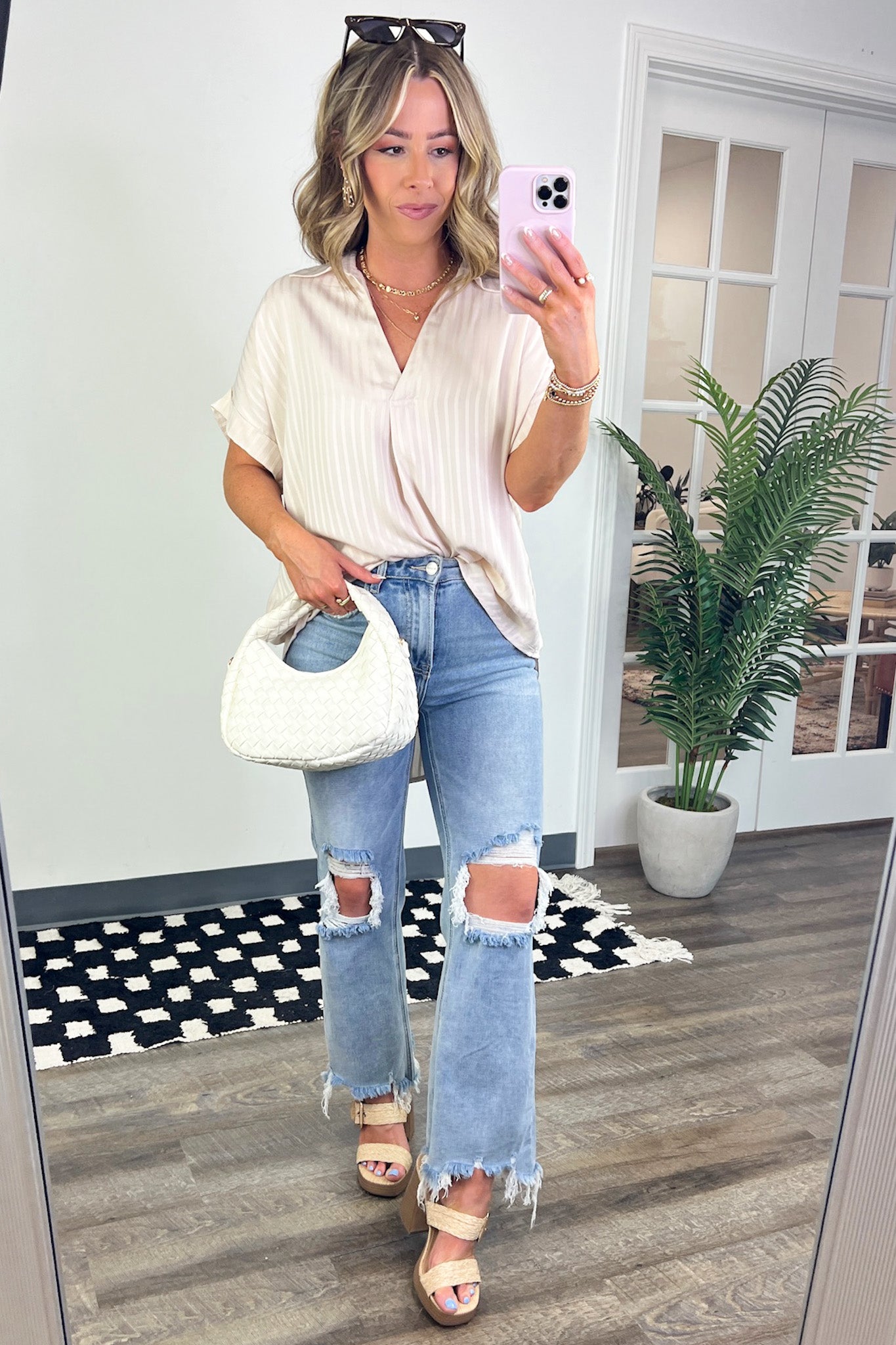 Striped V-Neck Top