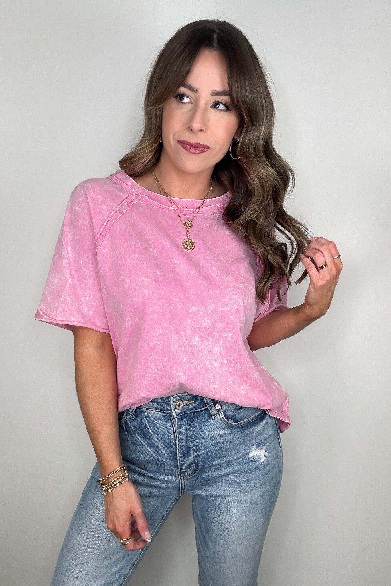 Mother's Day Sale💕Mineral Wash Relaxed Fit Top