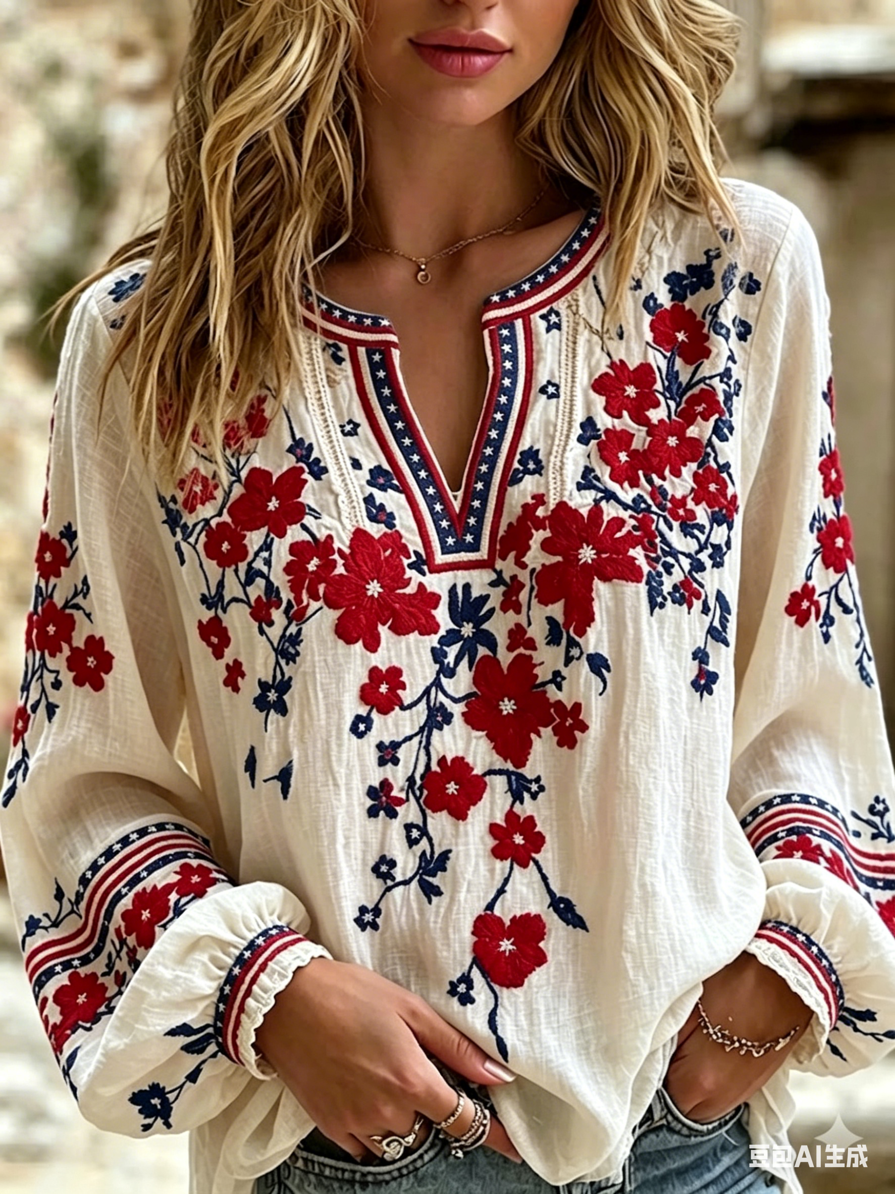 Women'S Cotton Linen 250 Years Of America Print Casual Shirt