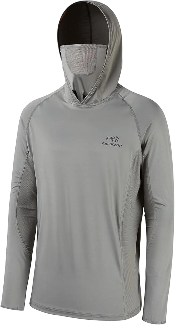 ☀️☀️UPF 50+ Men’s Long Sleeve Fishing Shirt with Mask UV Neck Gaiter Hoodie